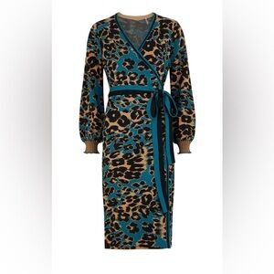 Diane von Furstenberg Lois Leopard Wrap Dress L as seen on RHOBH Garcelle